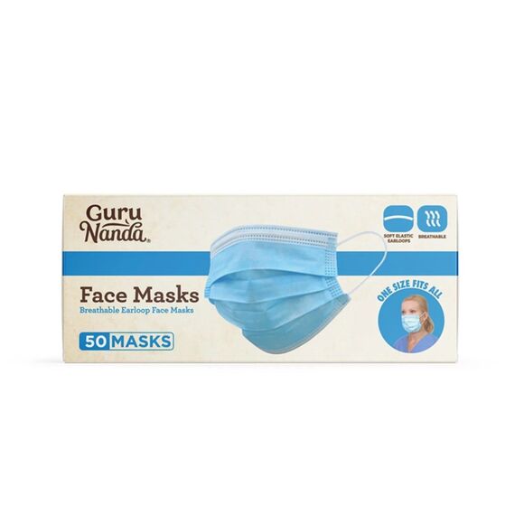 100CT Guru Nanda 3-Ply Disposable Face Mask With Ear loop For Home Office School - Picture 1 of 7